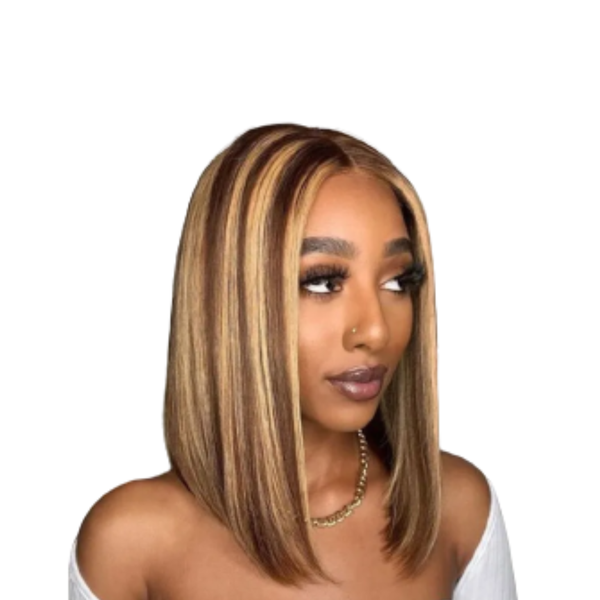 Full Frontal Highlight Bob Cut Brazilian Hair Wig.