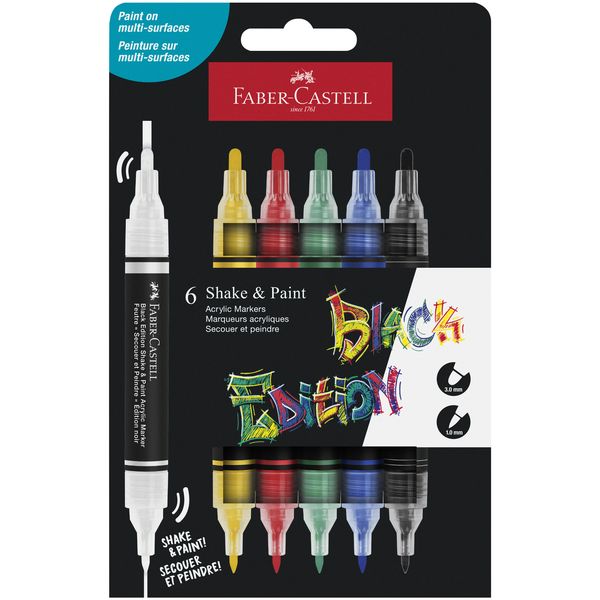 Black Edition Shake&amp;Paint Acrylic Markers x6 Standard Basic colours