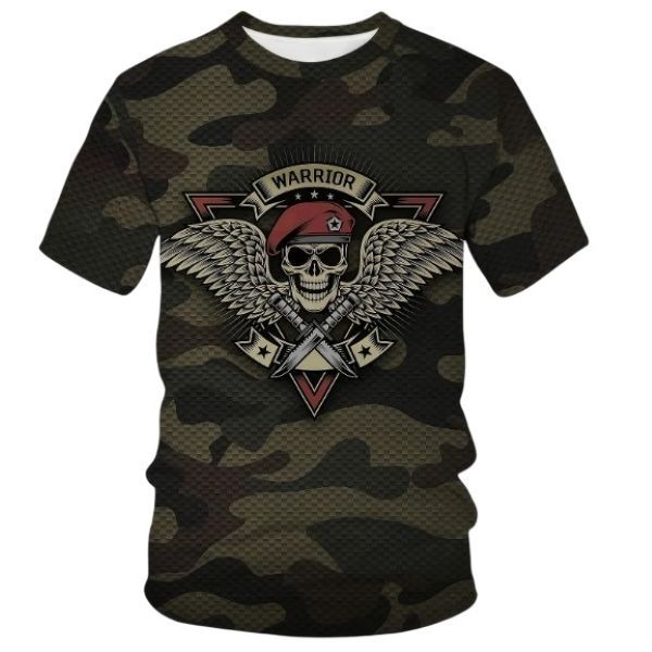Men Camouflage Polyester Short Sleeve Crew Neck Regular T-shirt