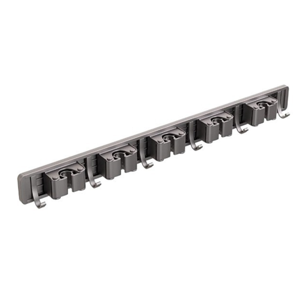 Bathroom Wall Mounted Storage Rack With Six Hooks And Five Clips -60cm