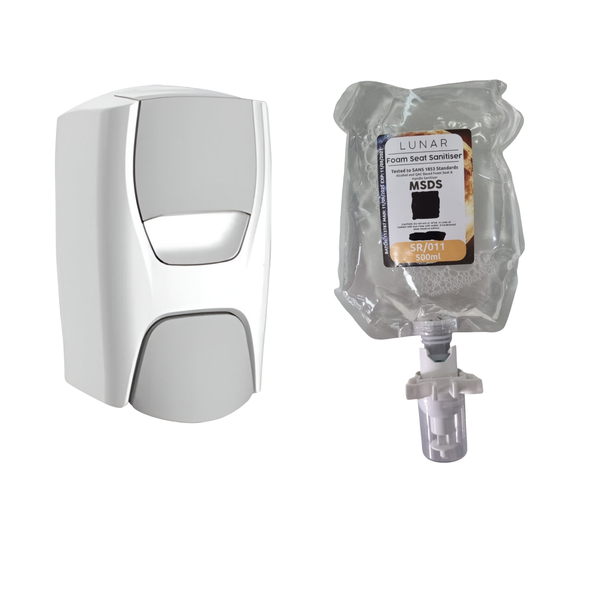 500ml Sierra White &amp; Grey Manual Seat Sanitizer Dispenser with Refill Combo