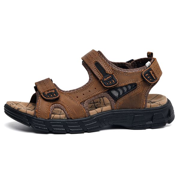 Men Outdoor Non-Slip Open Toe Leather Walking Sandals
