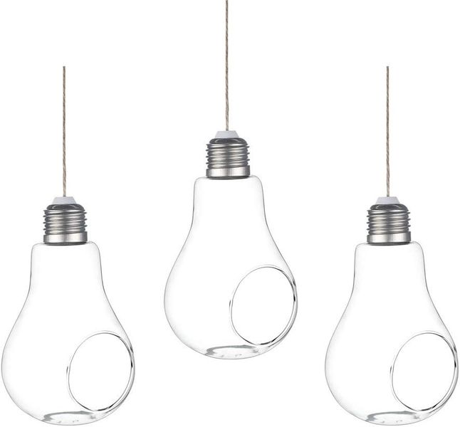 Light Bulb Shaped Terrarium Hanging Glass Planter for Succulent - Set of 3