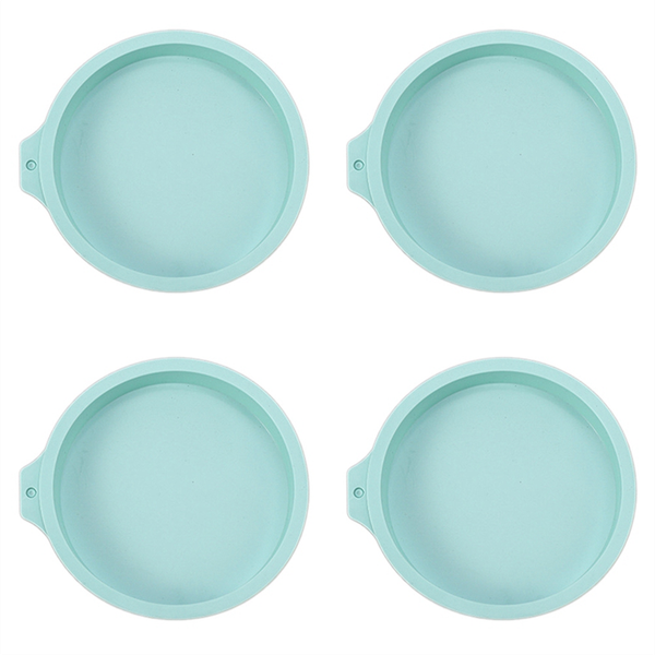 4Pcs Cake Pan Round Layer Set Silicone Bakeware Mold,Blue,6Inch