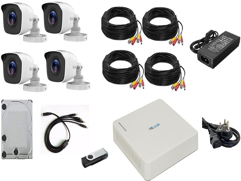 Hilook 4ch 2mp Bullet Camera Kit with 1tb Hdd+ Flash Drive