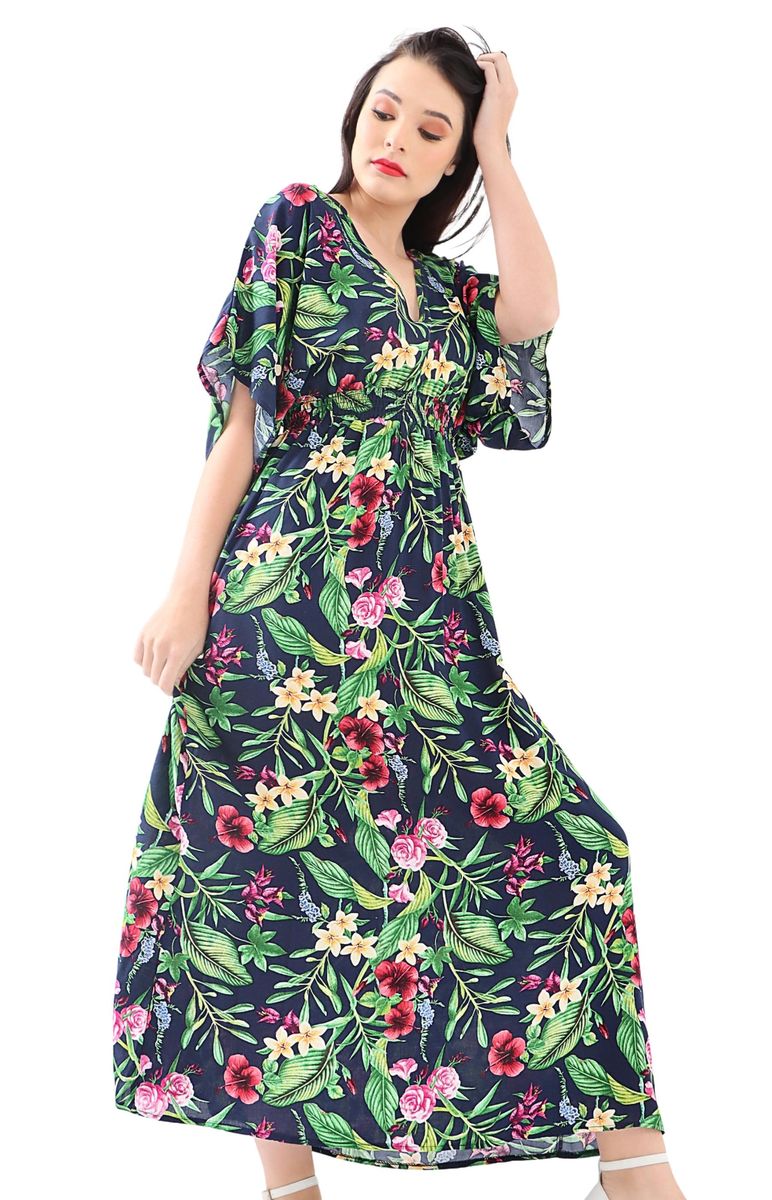 Designesty-Ladies Printed Maxi Dress - Navy Floral | Buy Online in ...
