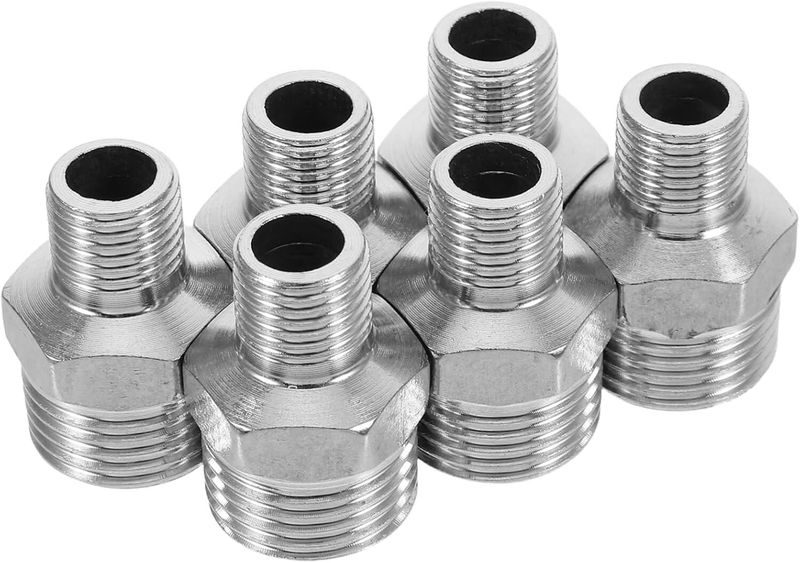 6Pieces Stainless Steel Thread Adapter Connector for Garden Irrigation Pipe