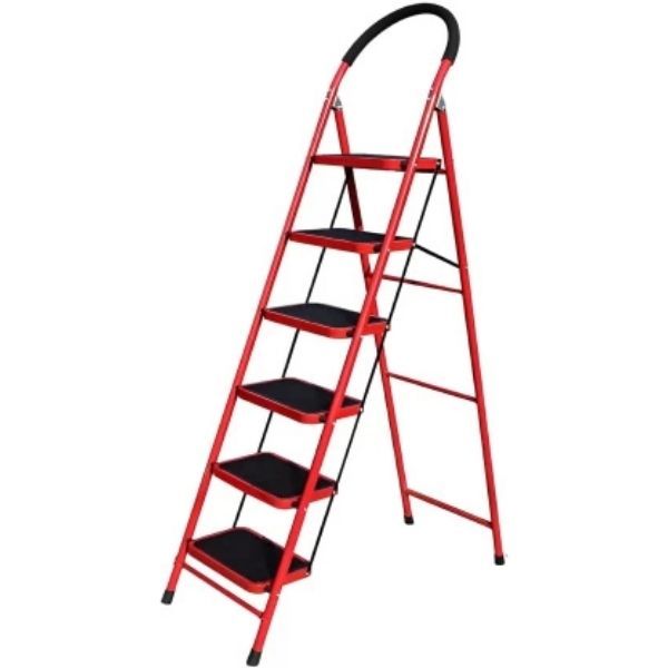 6-Step Folding Steel Step Ladder With Anti-Slip Steps