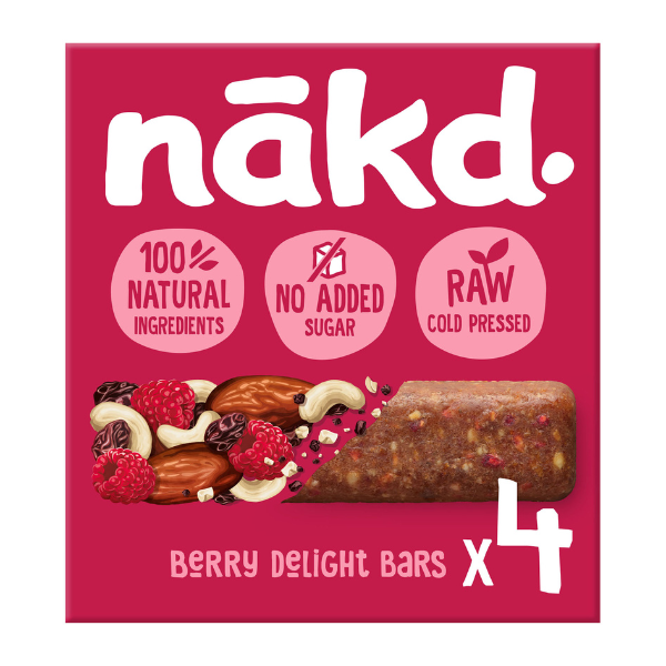nakd. Berry Delight - Raw Fruit &amp; Nut Bars - Vegan - 4 x 35g