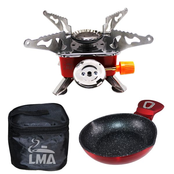 LMA Mini Folding Gas Stove &amp; Mini Granite Coated Non-Stick 16cm Fry Pan
