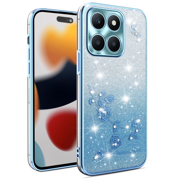 Phone Case Compatible With Honor X6A Flowers Diamond Shining Cover