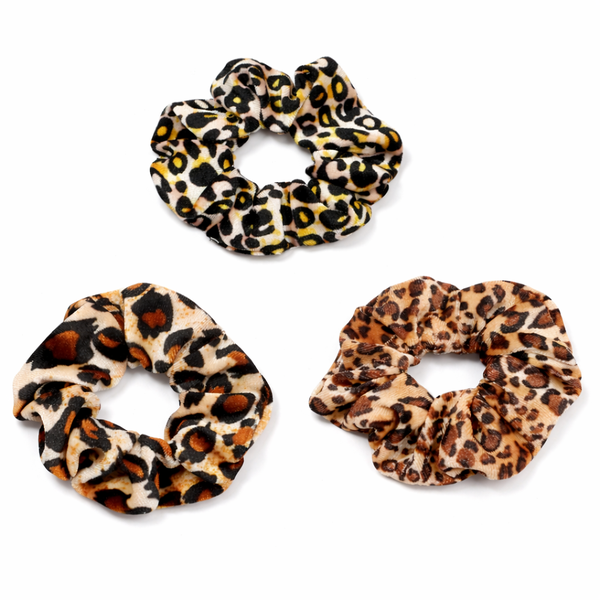 \Vintage Leopard Print Hair Scrunchie Set - 3 Piece