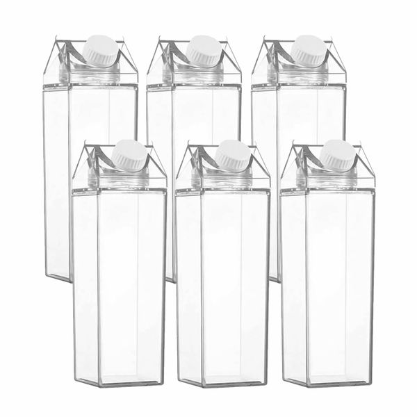 6Pcs Milk Carton Water Bottles 17oz,Leak Proof Bottle Reusable BPA Free