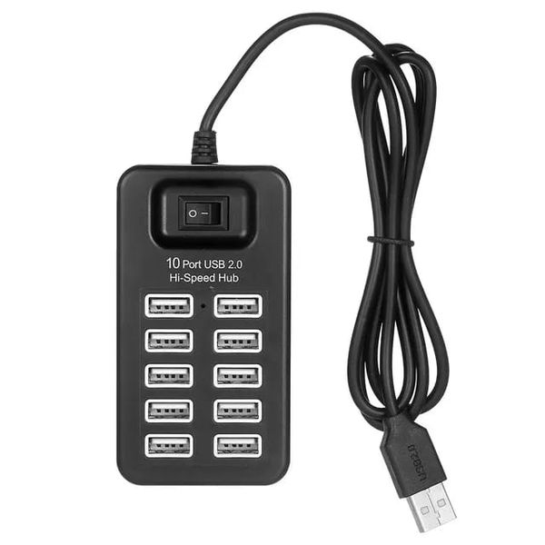 Universal Portable USB Splitter 10 Port USB 2.0 Hi-Speed Hub Fast Charger
