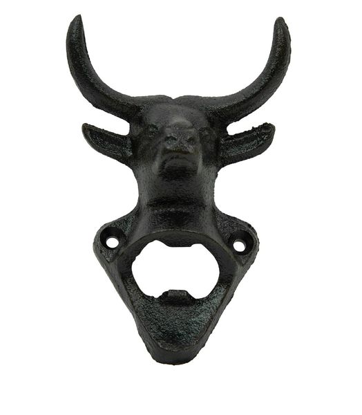 Rustic Cast Iron Wall Mounted Bull Head Beer Bottle Opener