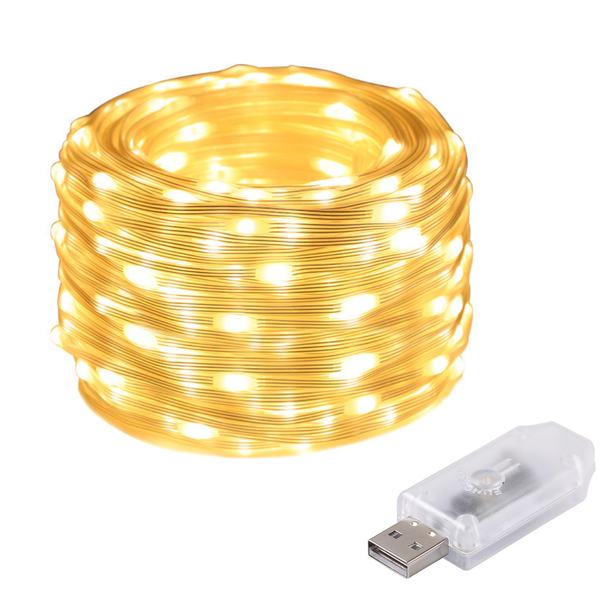 50M USB Fairy String Lights IP65 Waterproof &amp; 8 Lighting Modes-Warm White