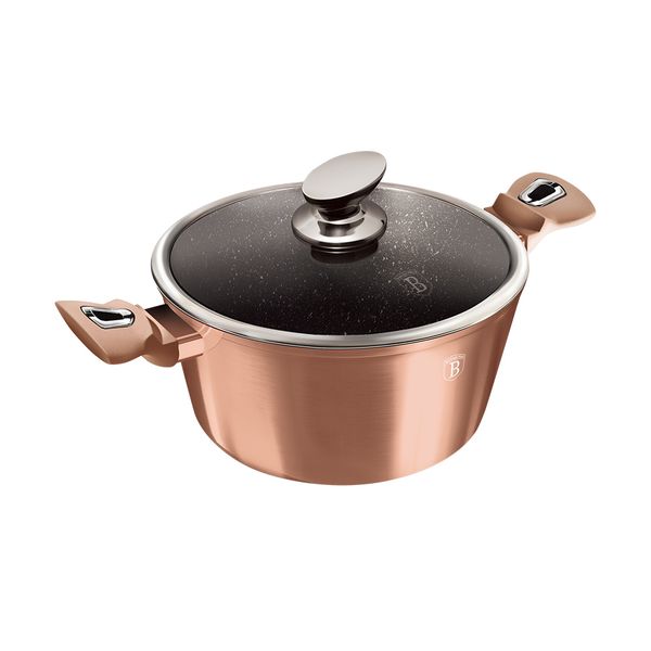 Berlinger Haus 30cm Marble Coating Casserole with Lid - Metallic Rose Gold