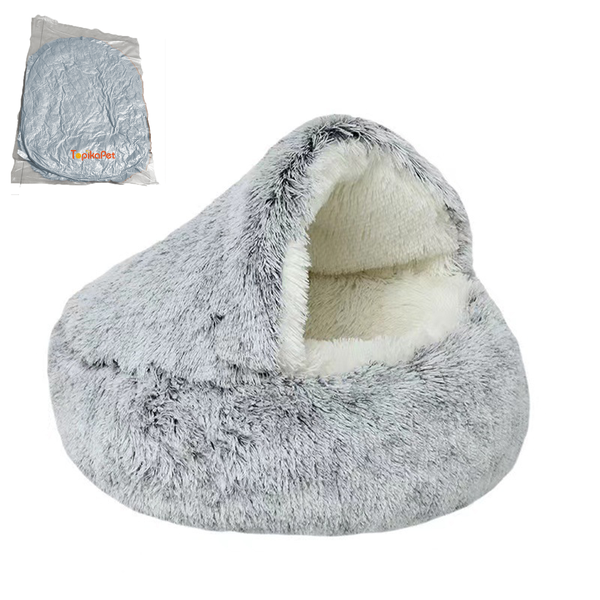 TopikaPet - Hooded Cat Cave Bed with Waterproof Non-Slip Base &amp; Cozy Plush
