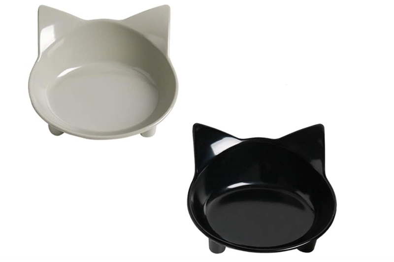2PC Non-Slip Anti-Tip Shallow Pet Bowl Food-Grade Dog Cat Whisker Relief