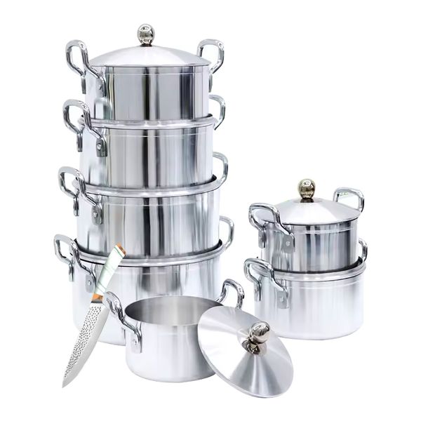 Pure Aluminium Casserole Pot Set Pure Shine Silver - Set of 8