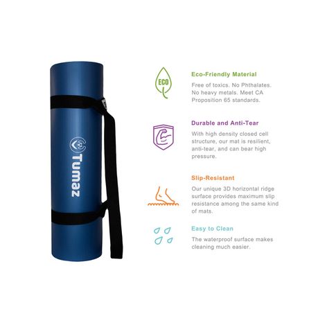 Tumaz Premium Eco Anti Slip TPE Reversible Yoga Mat with Carry