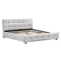 Hazlo Serena Faux Leather Design Curve Bed Base - White Queen