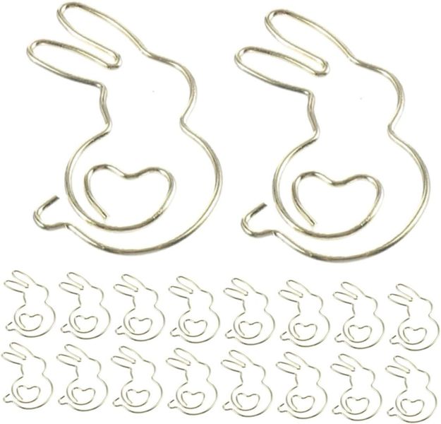 50pcs Gold Bunny Paper Clips Rabbit Shaped Metal Bookmark Clips