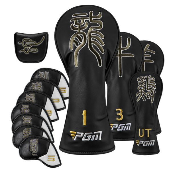 Golf Club Headcovers Set - 12pc PU Leather Cover Set | PGM