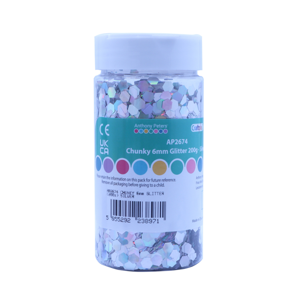 Anthony Peters - Chunky Silver Glitter (200G) - 6mm