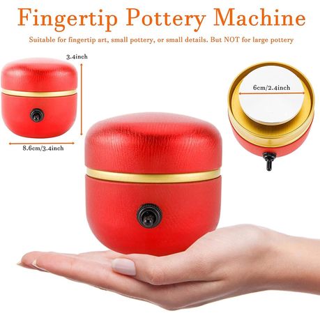  Mini Pottery Wheel Machine, Adjustable Speed Mini Electric  Pottery Machine with Tray for Kids, Beginners and Ceramics Art, Red