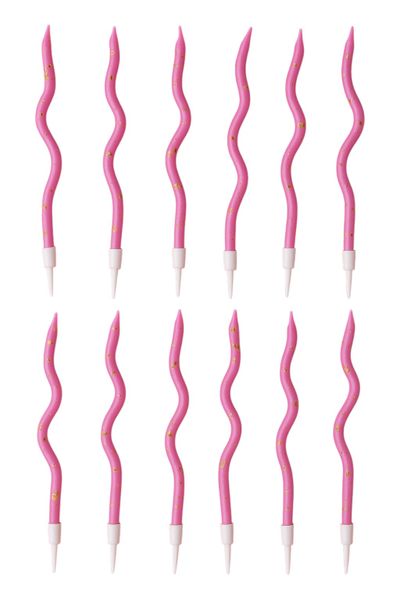12 Piece - Unique Curved-Designed Candles - Pink