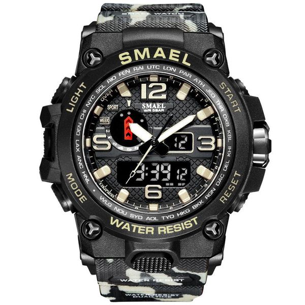 Smael 1545d Camouflage Khaki Multifunctional Watch