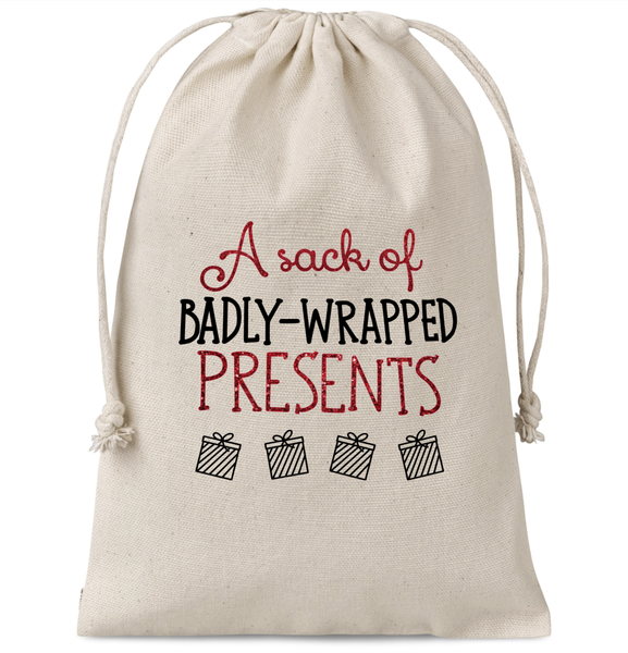 Large Cotton Christmas sack - Badly wrapped presents
