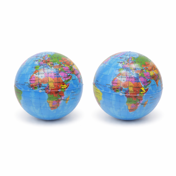 2 Pack Stress Ball Globe 6.3cm - Blue