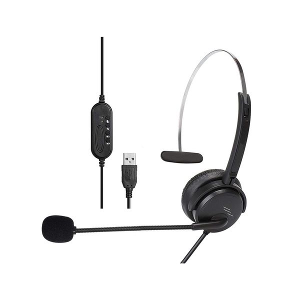 Low Noise Office Headset Call Center Business USB Wired Monaural Headphone