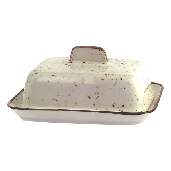 Premium Quality Porcelain Hand Painted Stoneware Butter Dish - 16cm