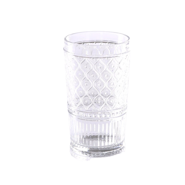GALATEO - Hand Pressed Hi Ball Clear Deco Set of 4