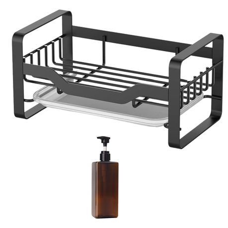 Kitchen Sink Caddy Organizer with water drain Tray- Stainless Steel Image