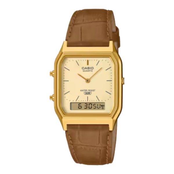 Casio-Casio s Women Leather Strap Watch-AQ-230E