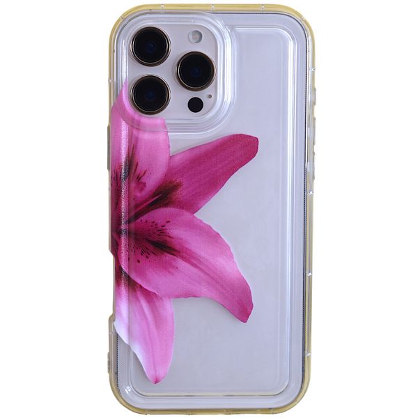 Clear Phone Case with Pink Lily Flower Design - Compatible with iPhone