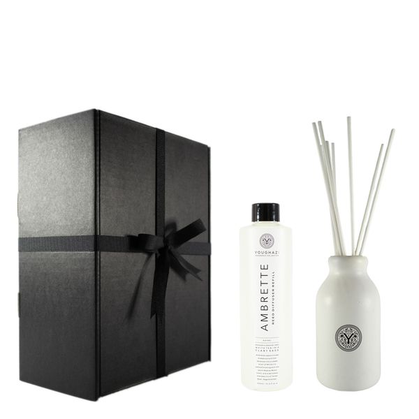 Set of Youghazi Ambrette Diffuser Refill+White Ceramic+10 White Reed Sticks