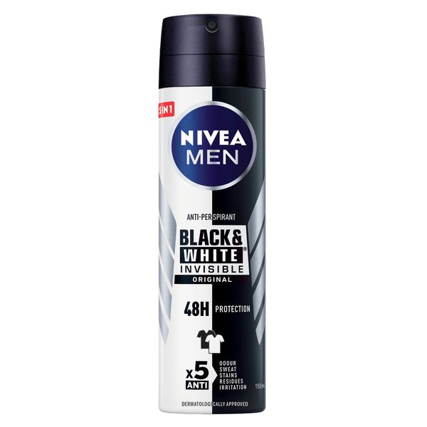 NIVEA MEN Black &amp; White Invisible Original Anti-perspirant Deo Spray, 150ml