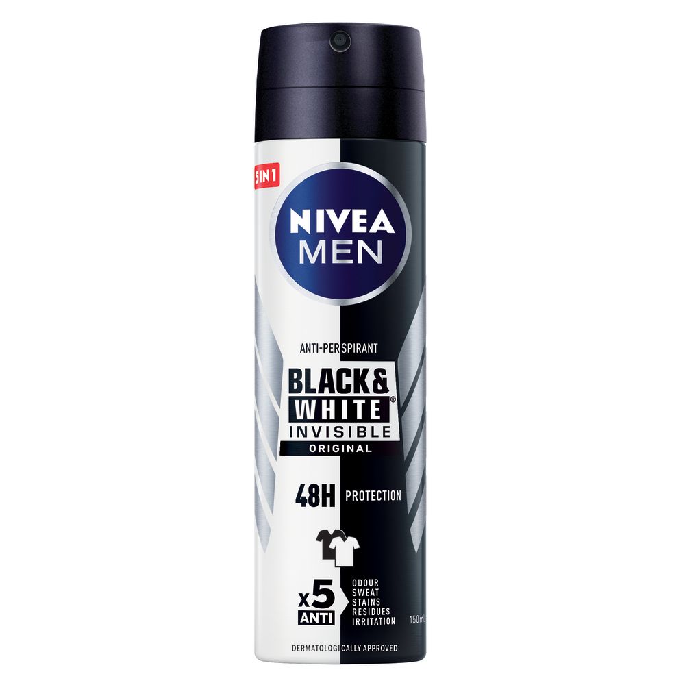 NIVEA MEN Black & White Invisible Original Anti-perspirant Deo Spray ...