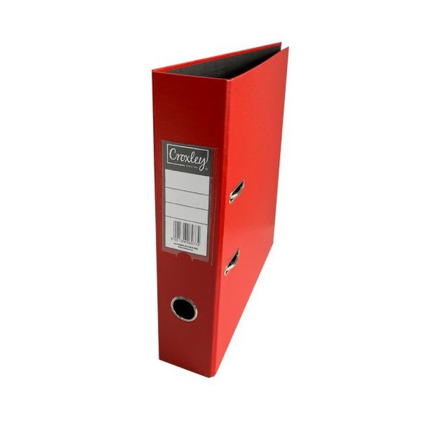 JD1028 CROXLEY P/P Lever Arch File 70mm - Black Inner, Red Outer - Box 10