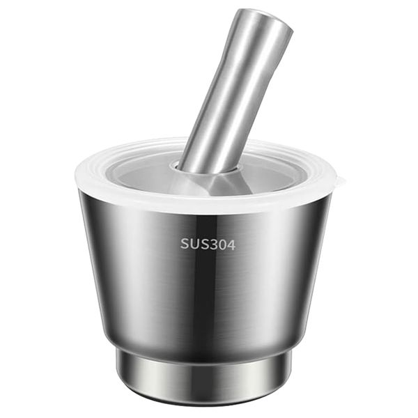 Large 304 Stainless Steel Household Manual Mortar and Pestle Set with Lid