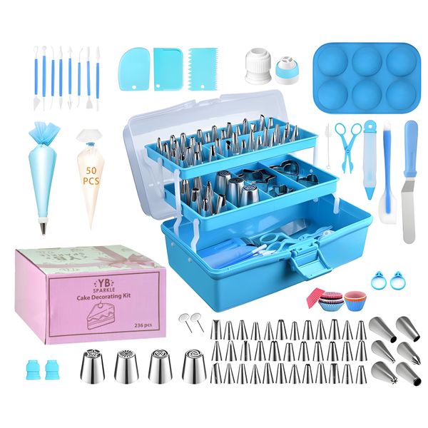 Professional Cake Decorating Kit With Case 236 Piece + Purple Cake Cutter