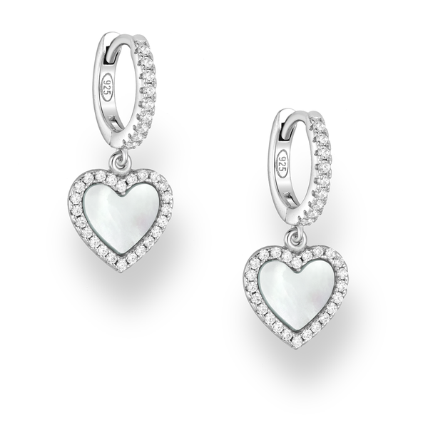 Heart Hoop Earrings Sterling Silver