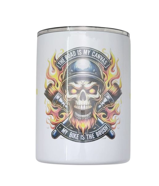 Biker 12Oz Non Slip Travel Tumbler The Road is my canvas