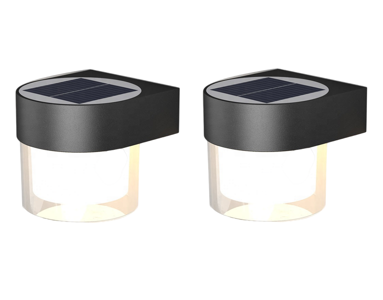 Solar-powered LED Round Dual-colour Garden Wall Lamp