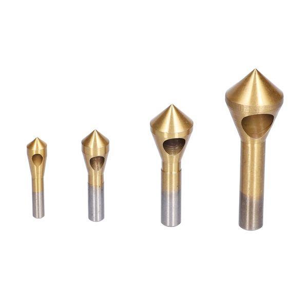 Countersink Deburring Drill Bit Set 4Pcs HSS Taper Hole Cutter